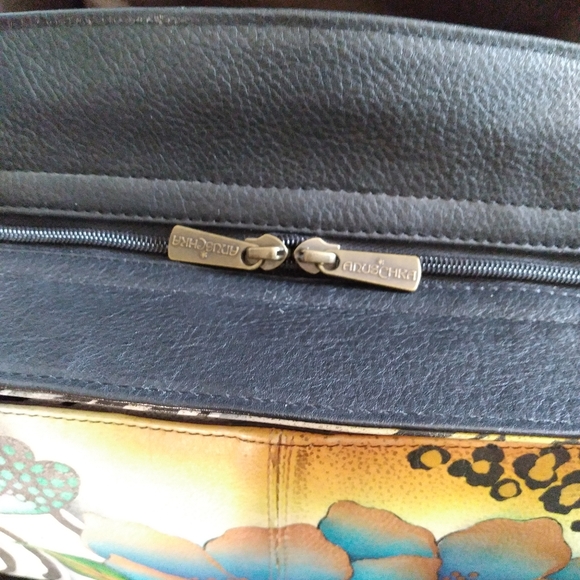 ANUSCHKA BAG LARGE TOTE HANDPAINTED LEATHER ZEBRA PRINT & WALLET SET - Picture 12 of 15